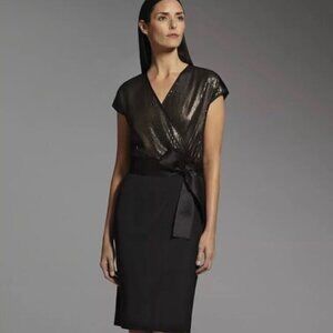 Narciso Rodriguez DESIGN NATION Dress Sequin Small Faux Wrap Whimsigoth Goddess